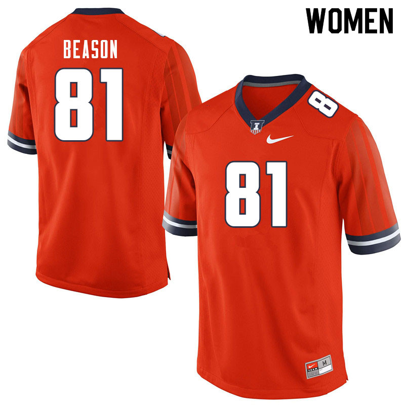Women #81 Marquez Beason Illinois Fighting Illini College Football Jerseys Sale-Orange